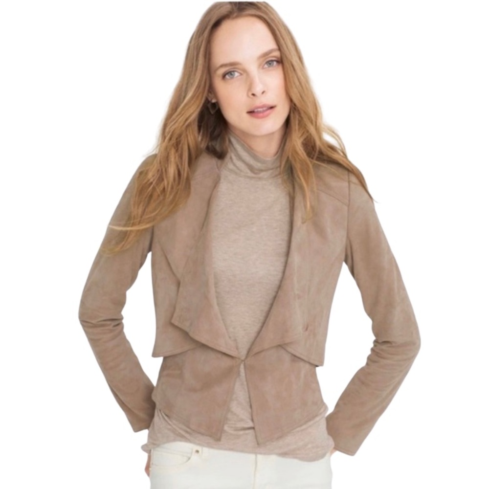 WHBM Suede Flounce Front Jacket Tan XXSP - Picture 2 of 16